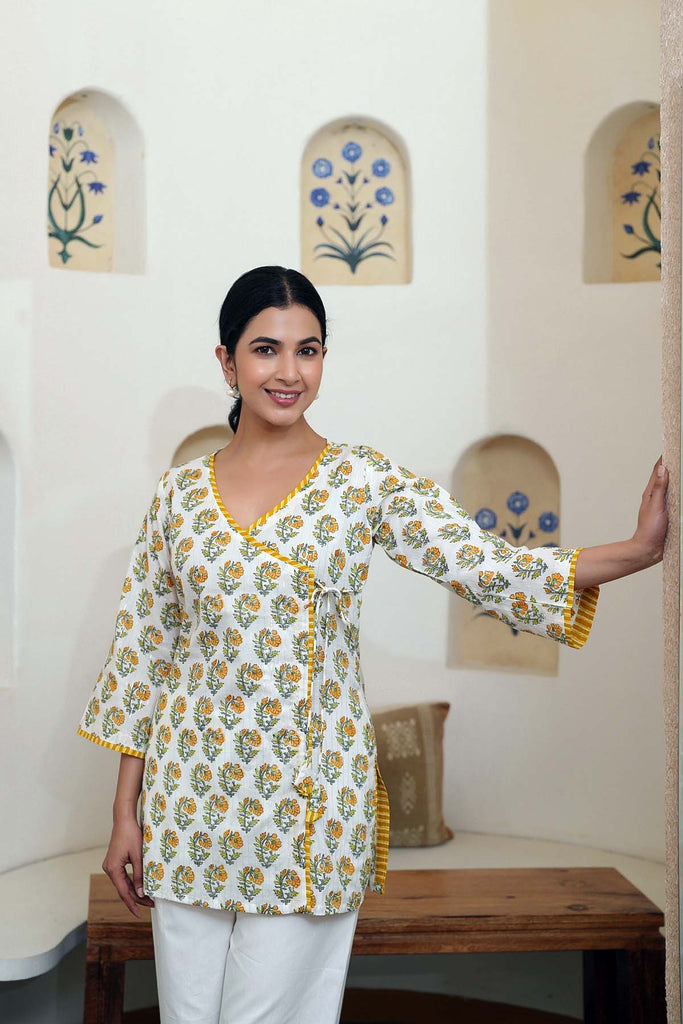 Short Length Angrakha Style Kurti