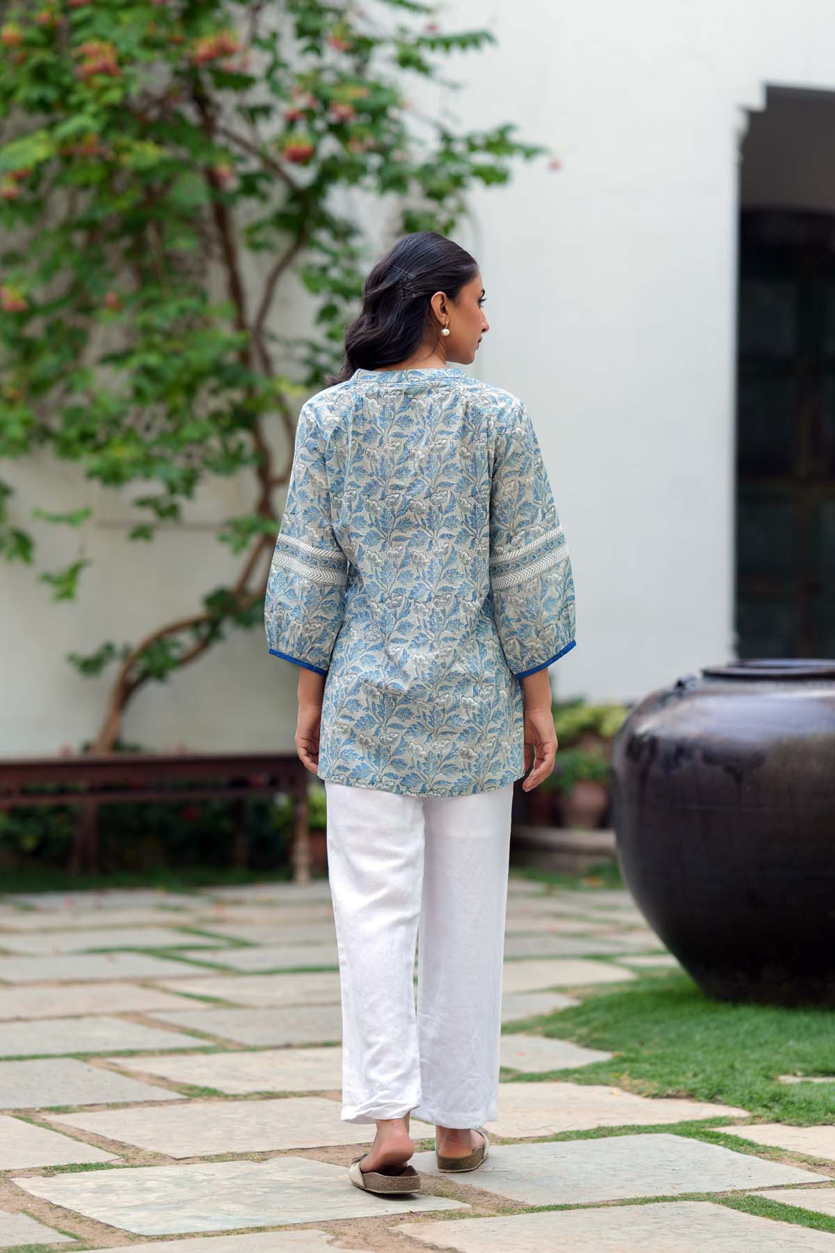 Grey Handblock Short Kurti