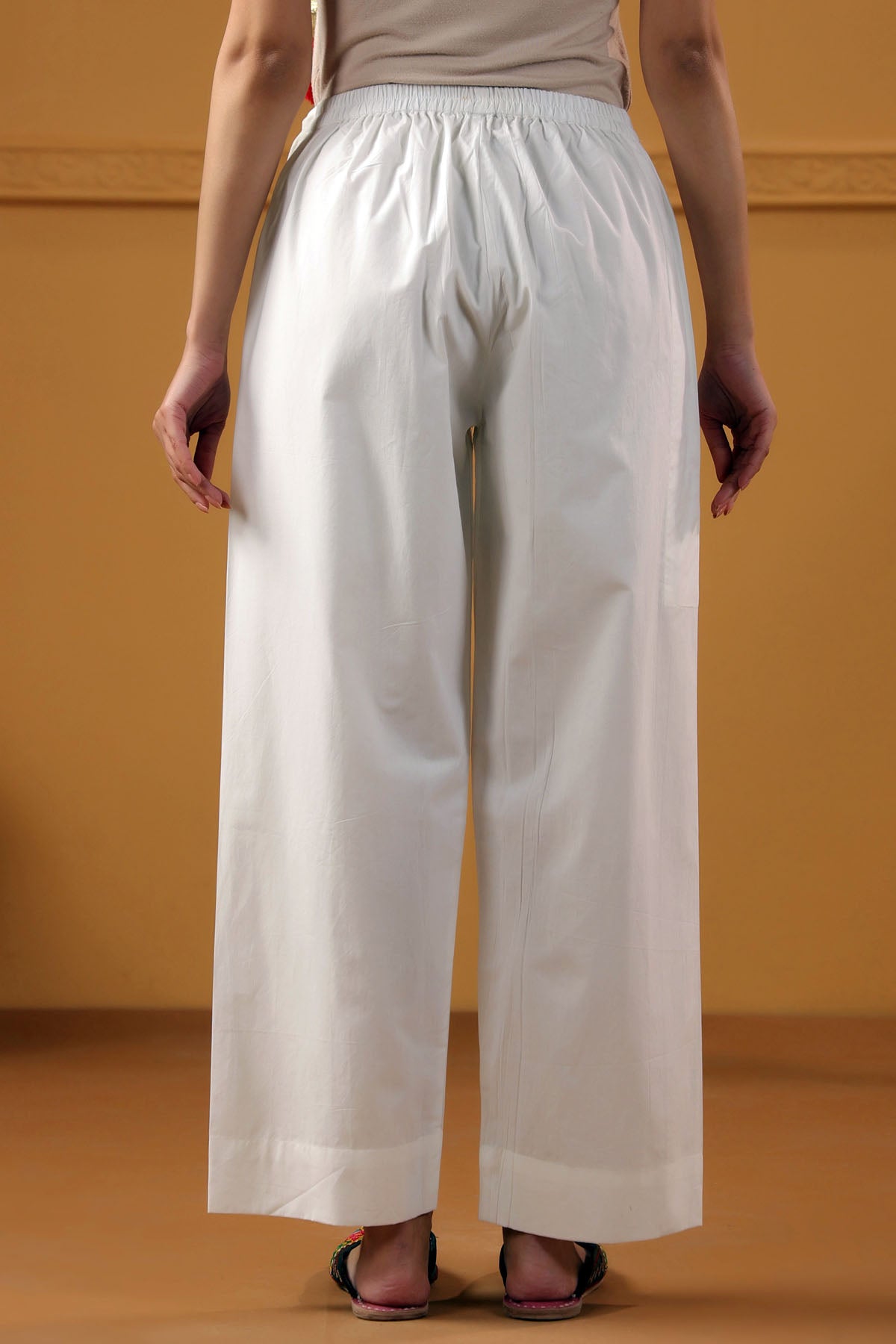 White Straight-Fit Cotton Pant