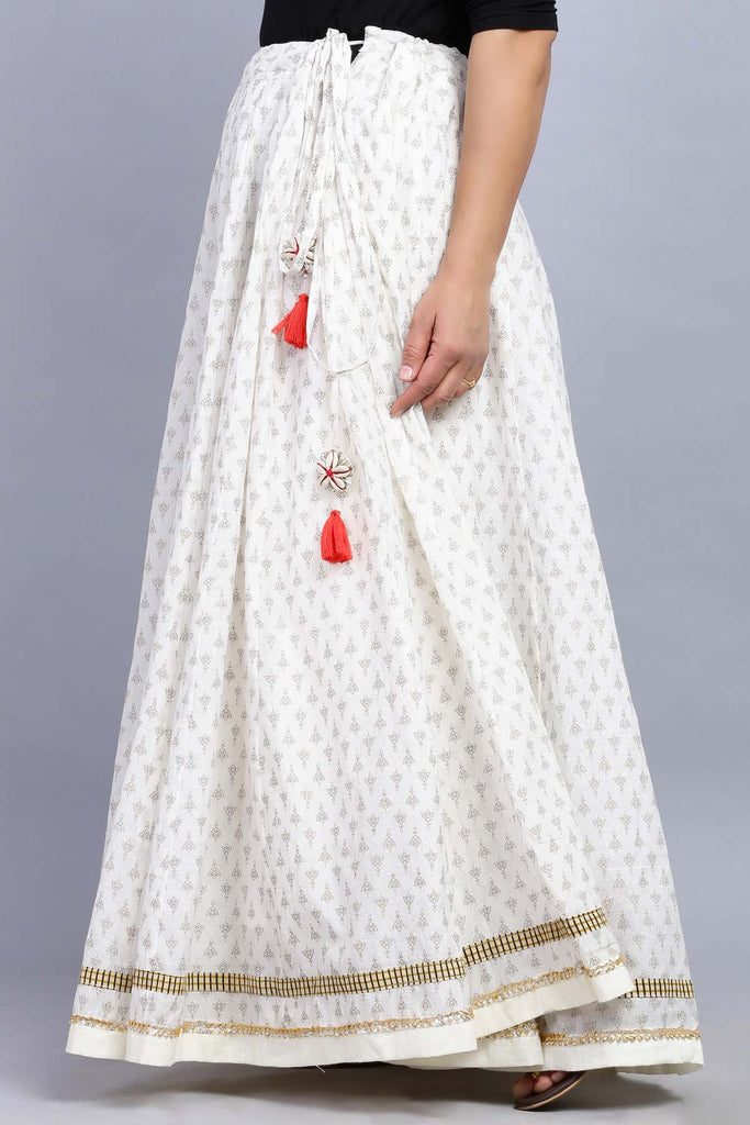 Cotton Printed Maxi Flared Skirt