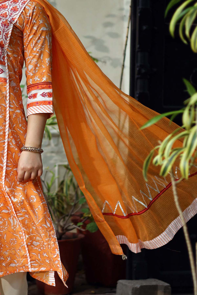 Kotadoriya Dupatta with gota work In Orange Color