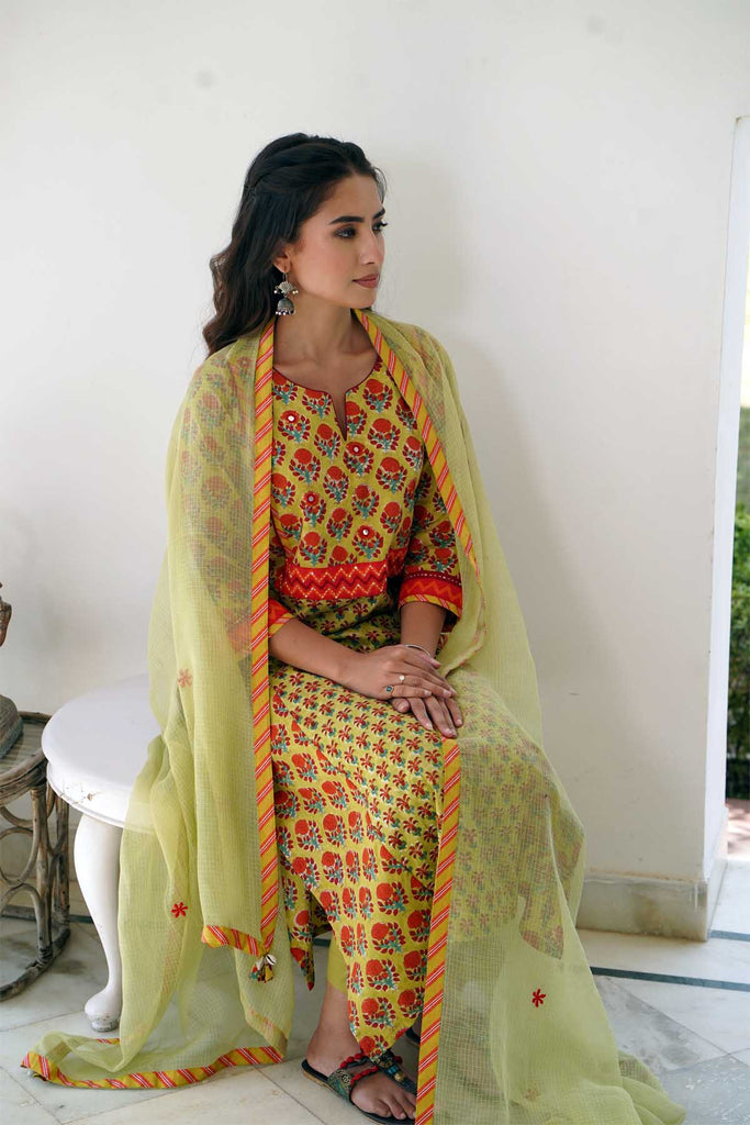 Mehndi Color Kotadoriya Dupatta