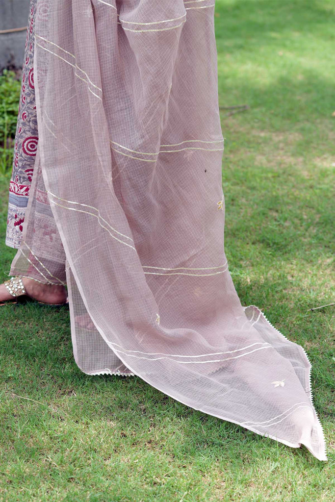 Beige Color Kotadoriya Dupatta With Gota Work
