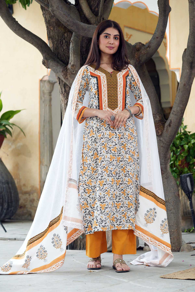 Off-White Kotadoriya Dupatta With Printed Borders