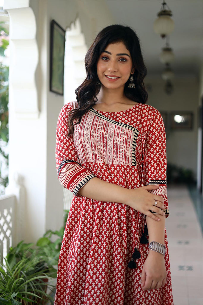 Maroon Kalidaar Kurta In Angrakha Style