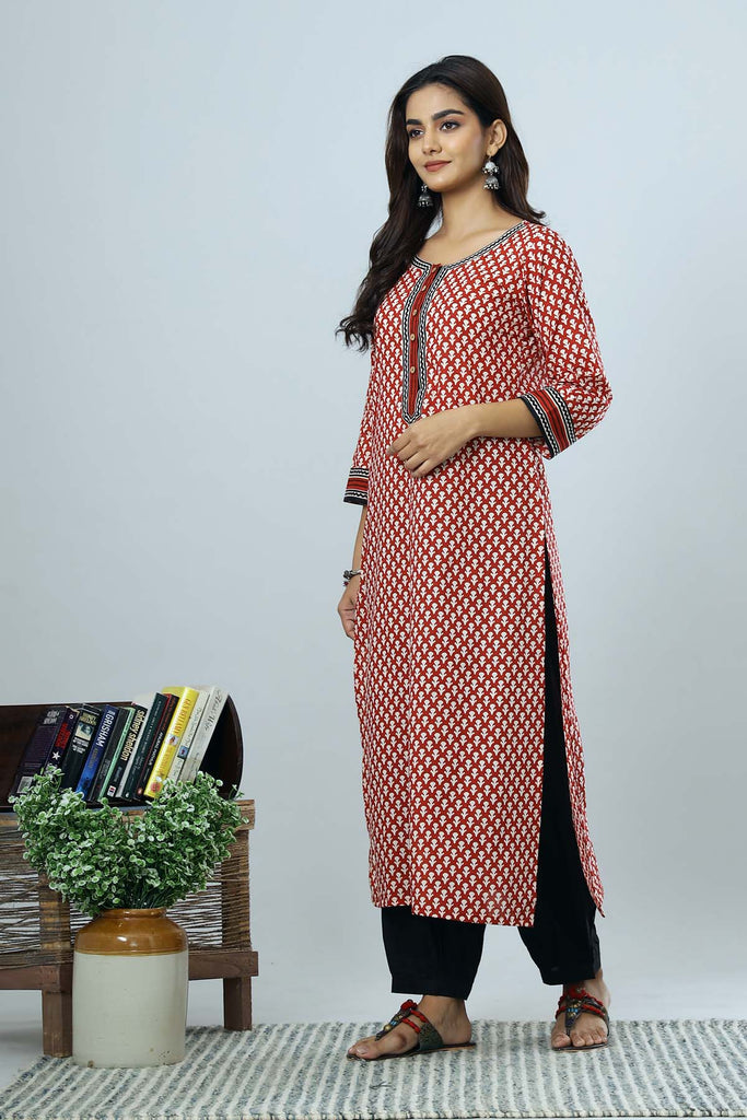 Maroon Color Straight fit Kurta