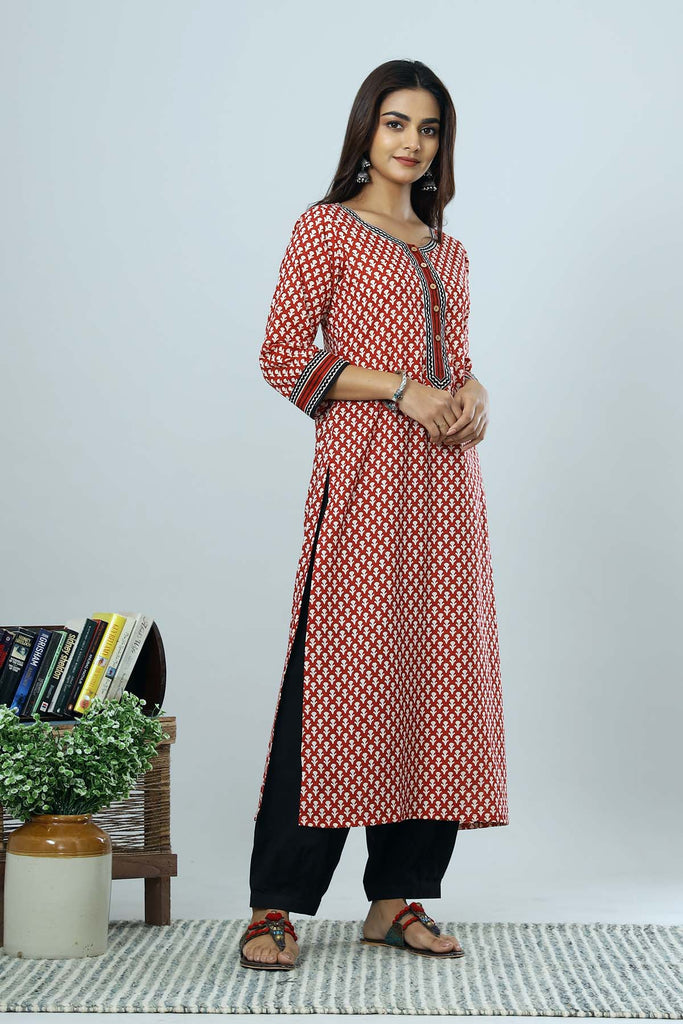 Maroon Color Straight fit Kurta