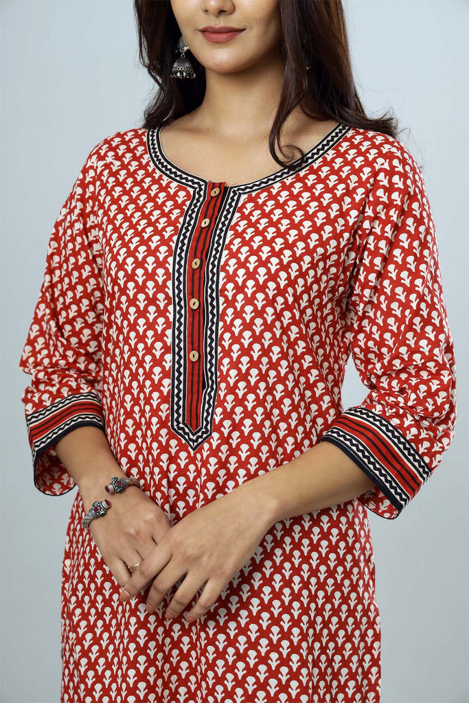 Maroon Color Straight fit Kurta