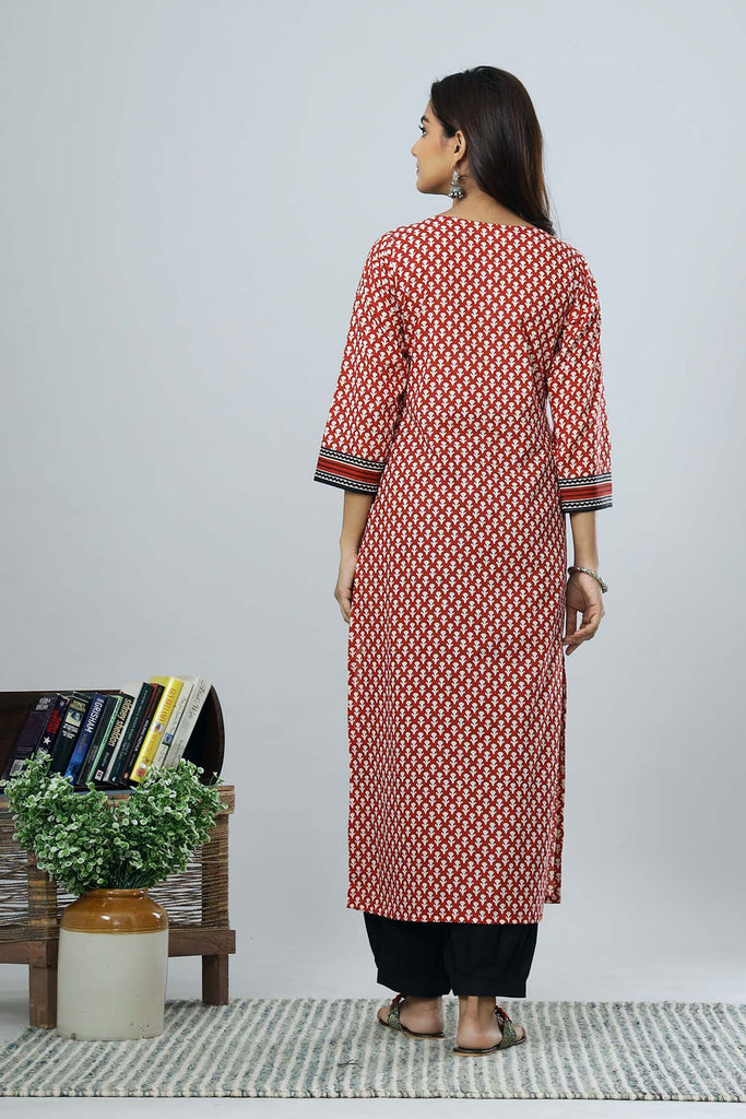 Maroon Color Straight fit Kurta