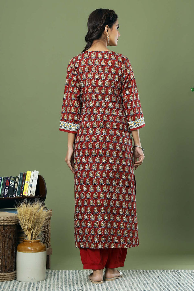 Long length Straight fit Kurta in Hand block Cotton