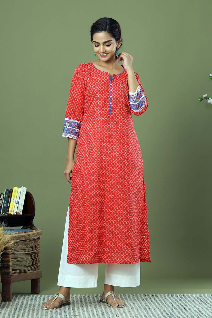 Straight fit Kurta in Red Color