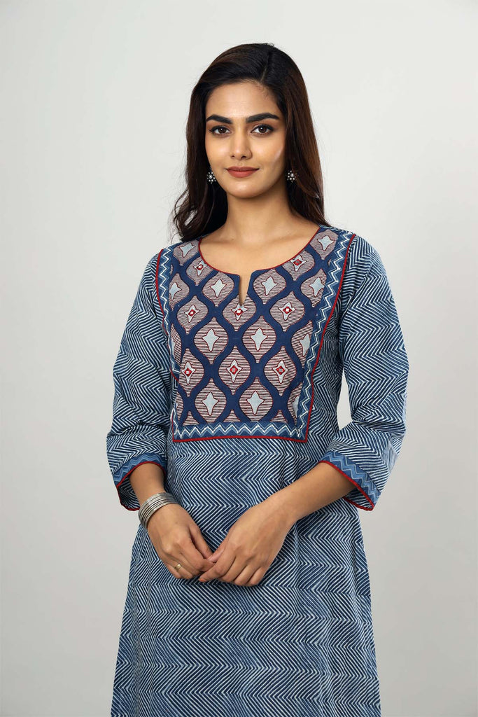 Straight fit kurta in Indigo blue