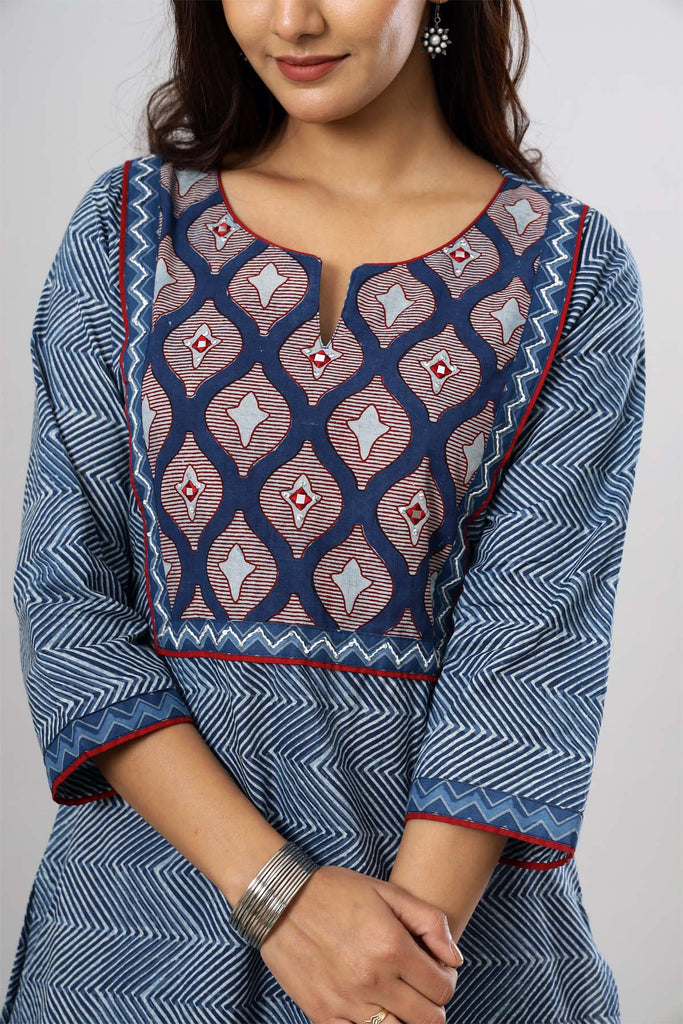 Straight fit kurta in Indigo blue