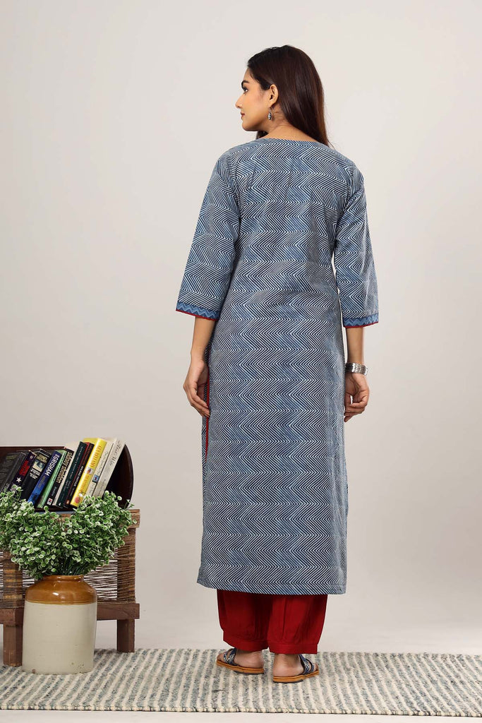 Straight fit kurta in Indigo blue