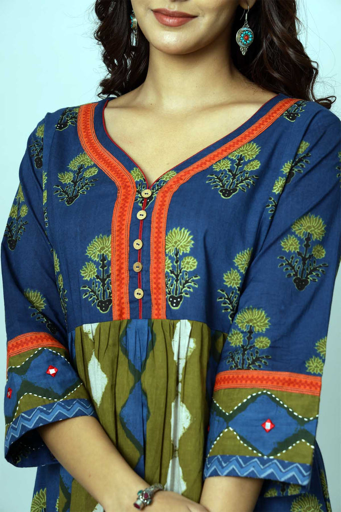 A-Line Kurta in Navy Blue Color