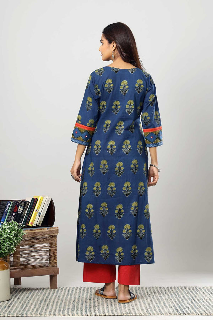 A-Line Kurta in Navy Blue Color