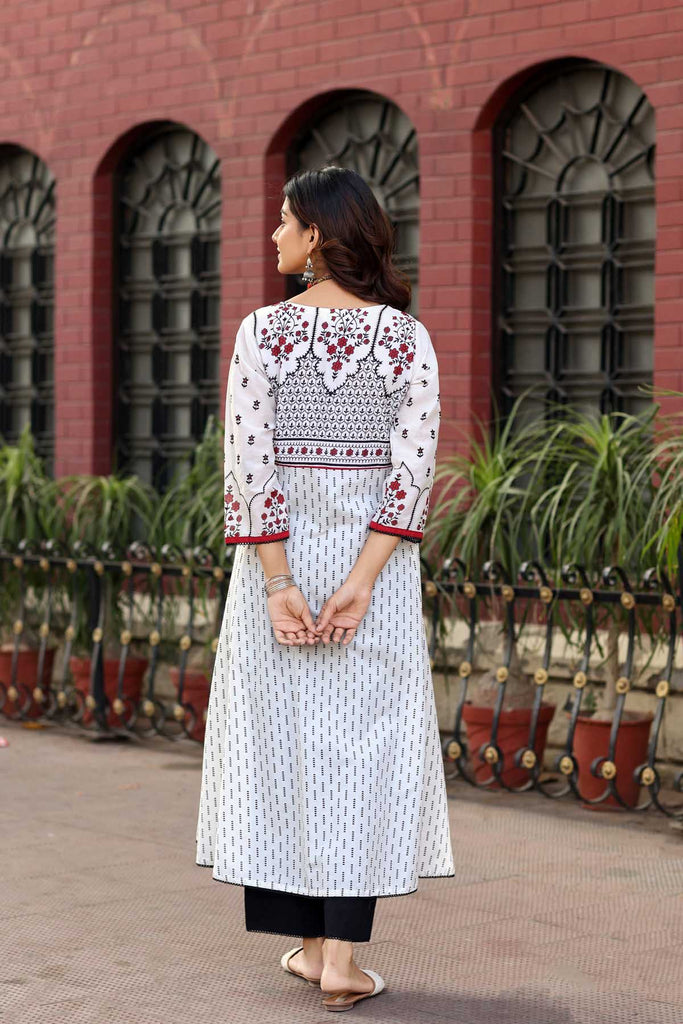 A-Line Kalidaar Black And White Kurta