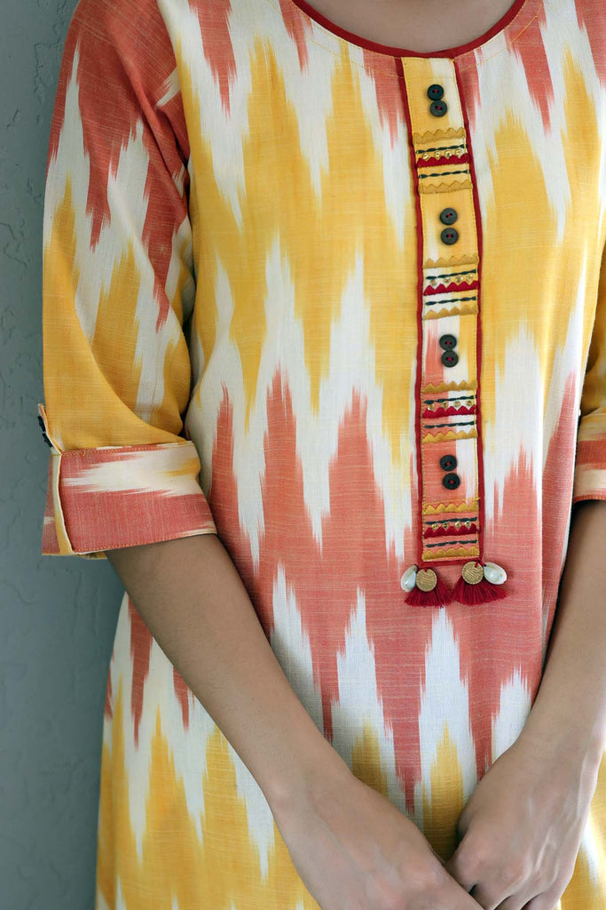 A-Line Kurta In Ikat Fabric