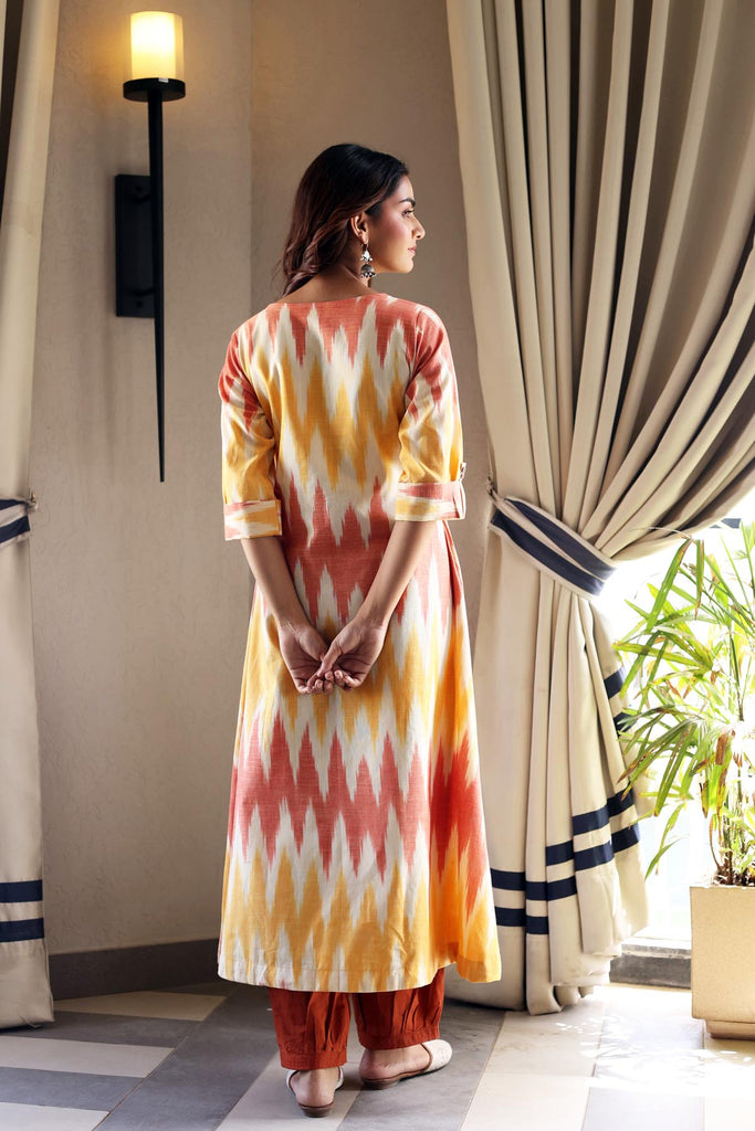 A-Line Kurta In Ikat Fabric