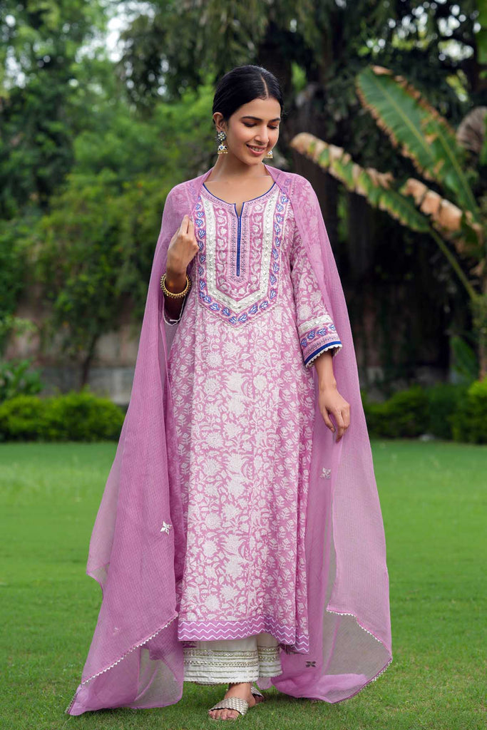 Light Purple A-Line Kalidaar Kurta