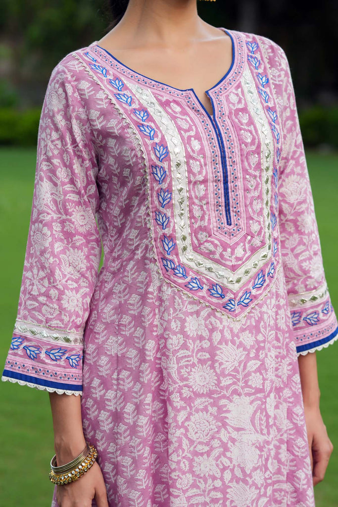 Light Purple A-Line Kalidaar Kurta