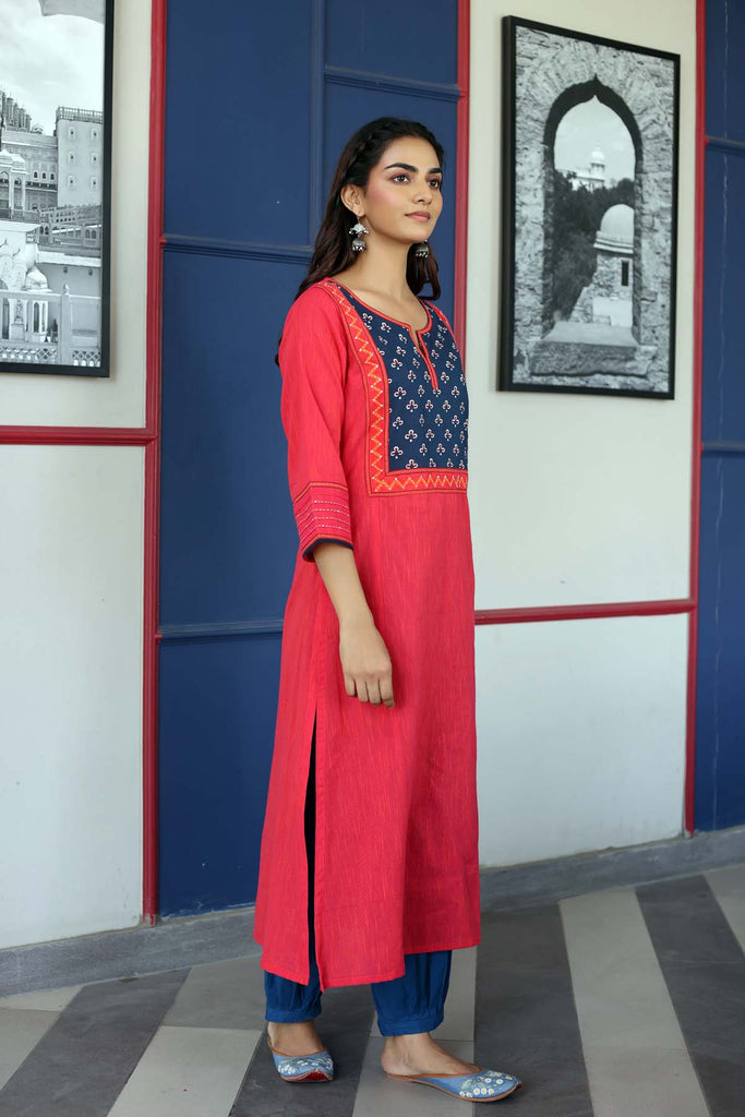 A-Line Kurta In Handloom Cotton