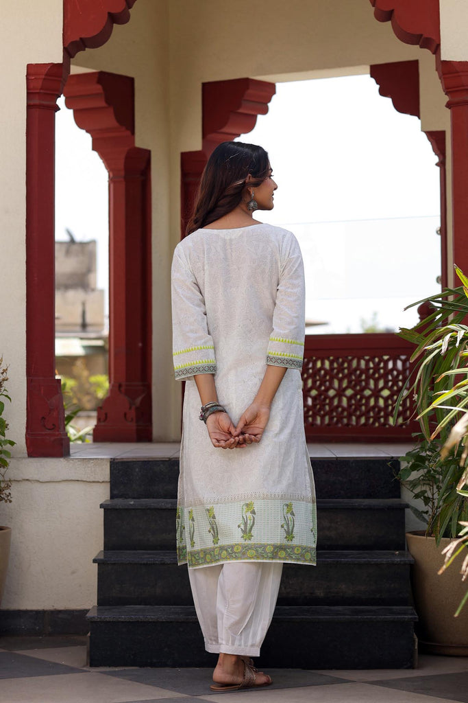 Short Length Straight Fit Kurta In Off-White Color