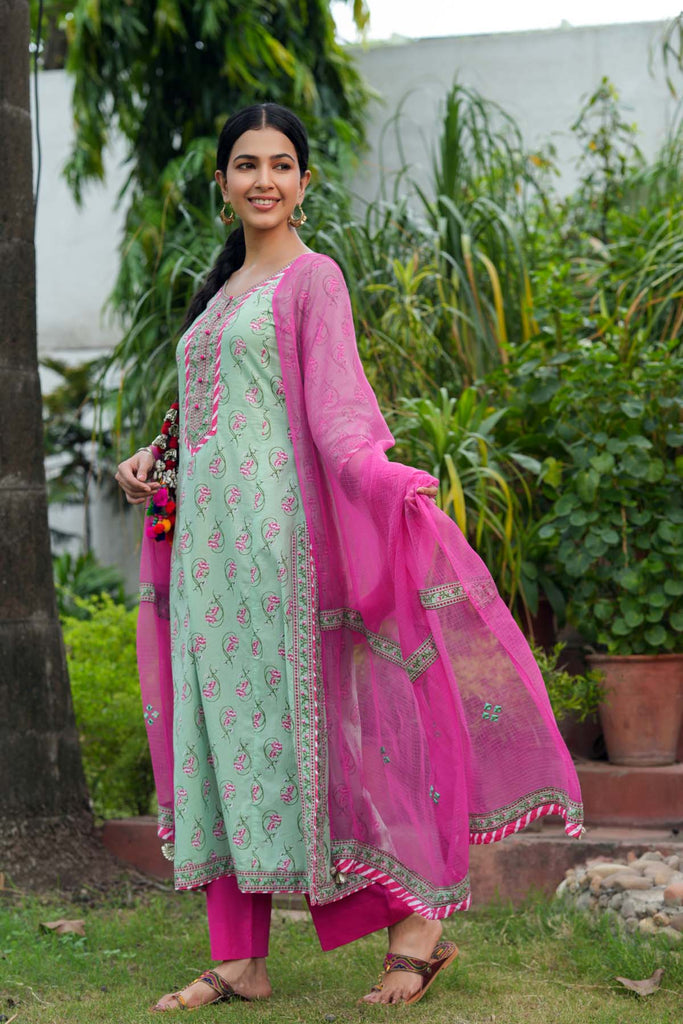 A-Line Kurta In Light Green Color