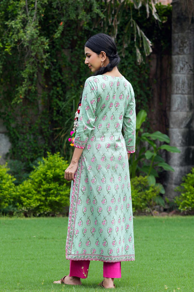 A-Line Kurta In Light Green Color