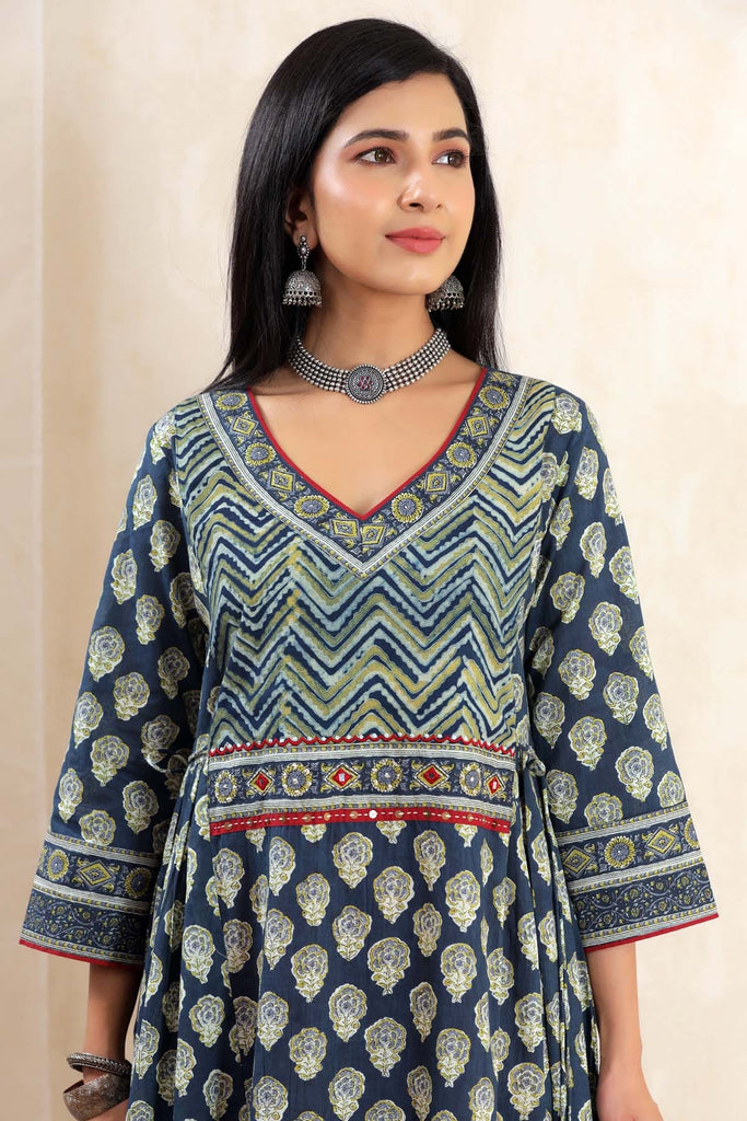 Long Length Kalidaar Kurta In Deep Blue Color