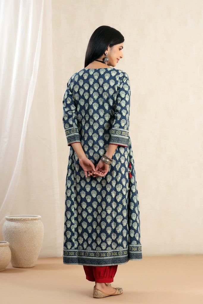 Long Length Kalidaar Kurta In Deep Blue Color