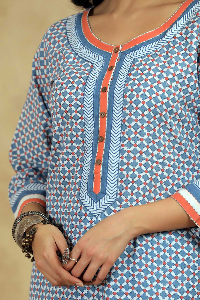 Straight Fit Kurta In Sky Blue Color | cotrasworld