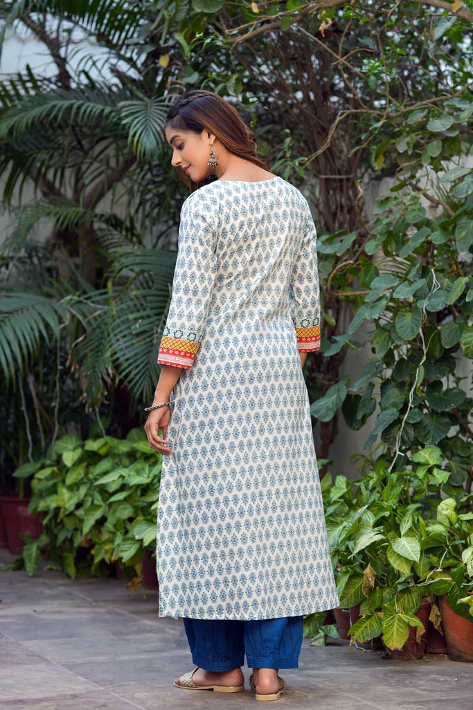 Off-White Long Length A-Line Kurta