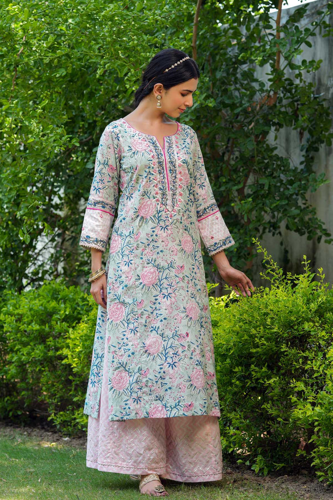 Straight Fit Kurta/Palazzo Set