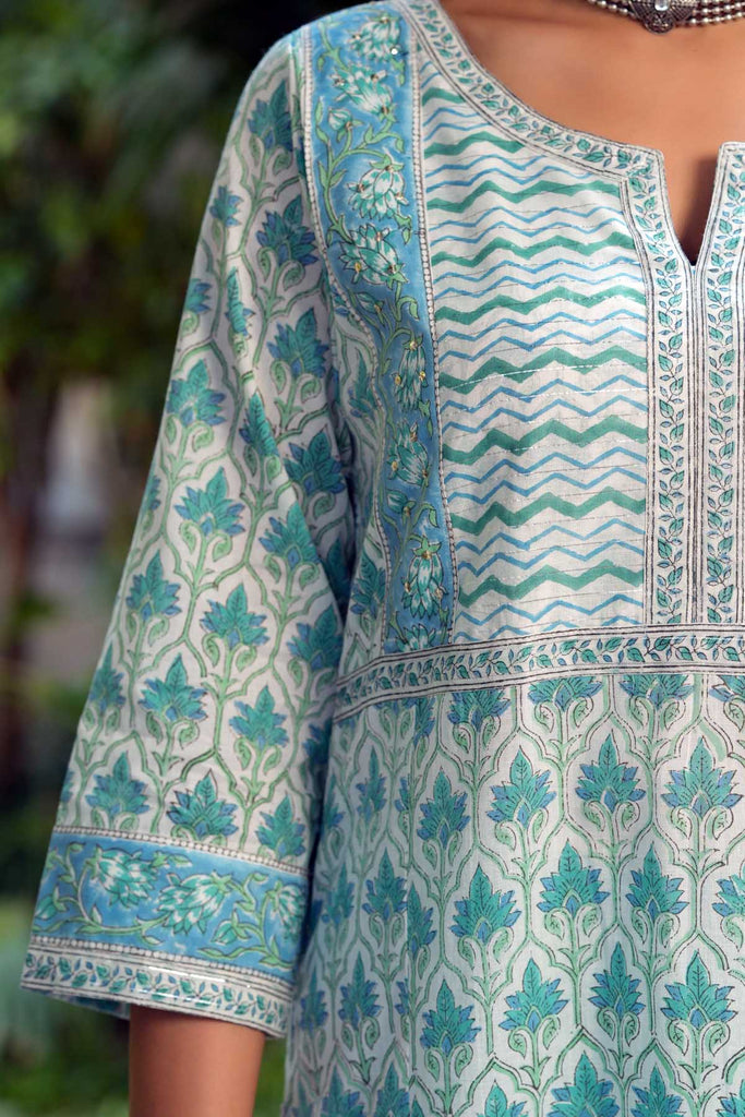 Kurta/Dupatta Set In Astringent Green Color