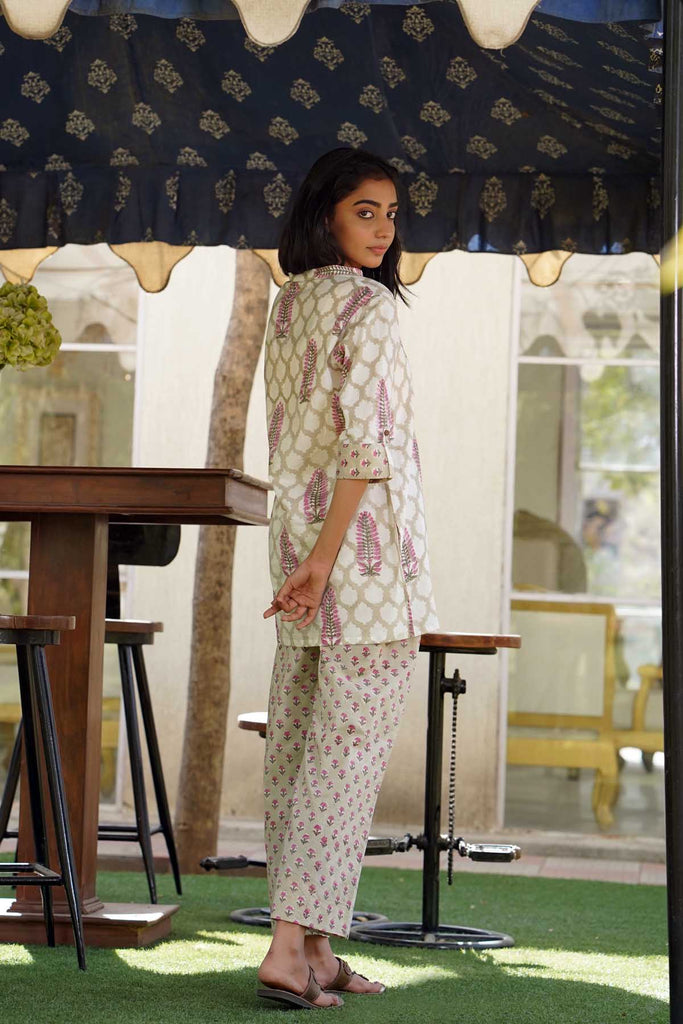 Cotton Loungewear Set in Beige Color