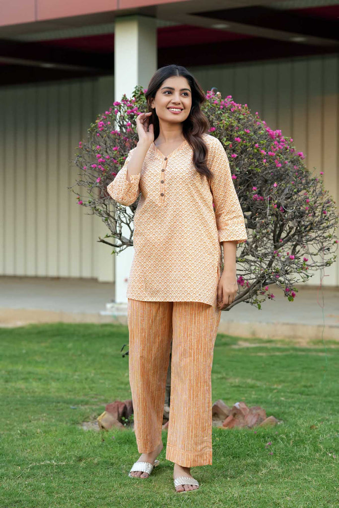 Light Orange Cotton Loungewear Set