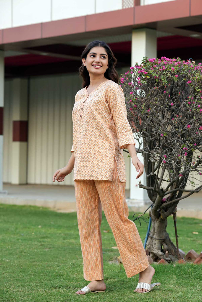 Light Orange Cotton Loungewear Set