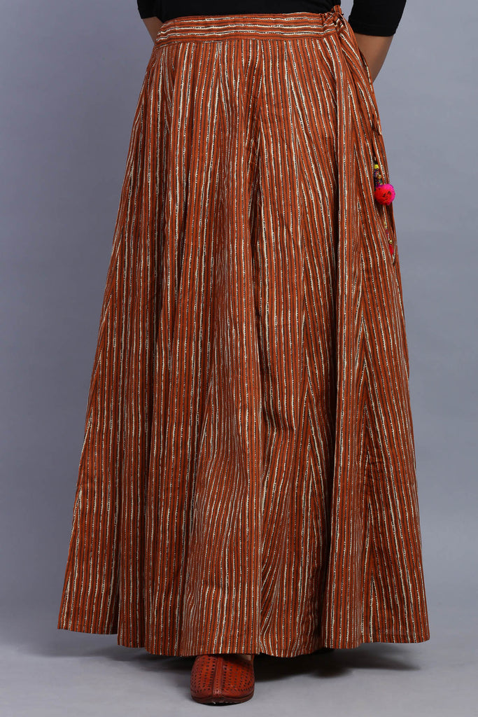 Cotton Printed Maxi Flared Skirt