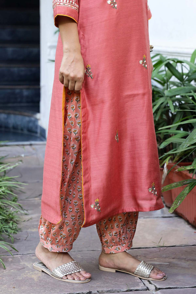 Printed Cotton Straight Pants In Salwar Style
