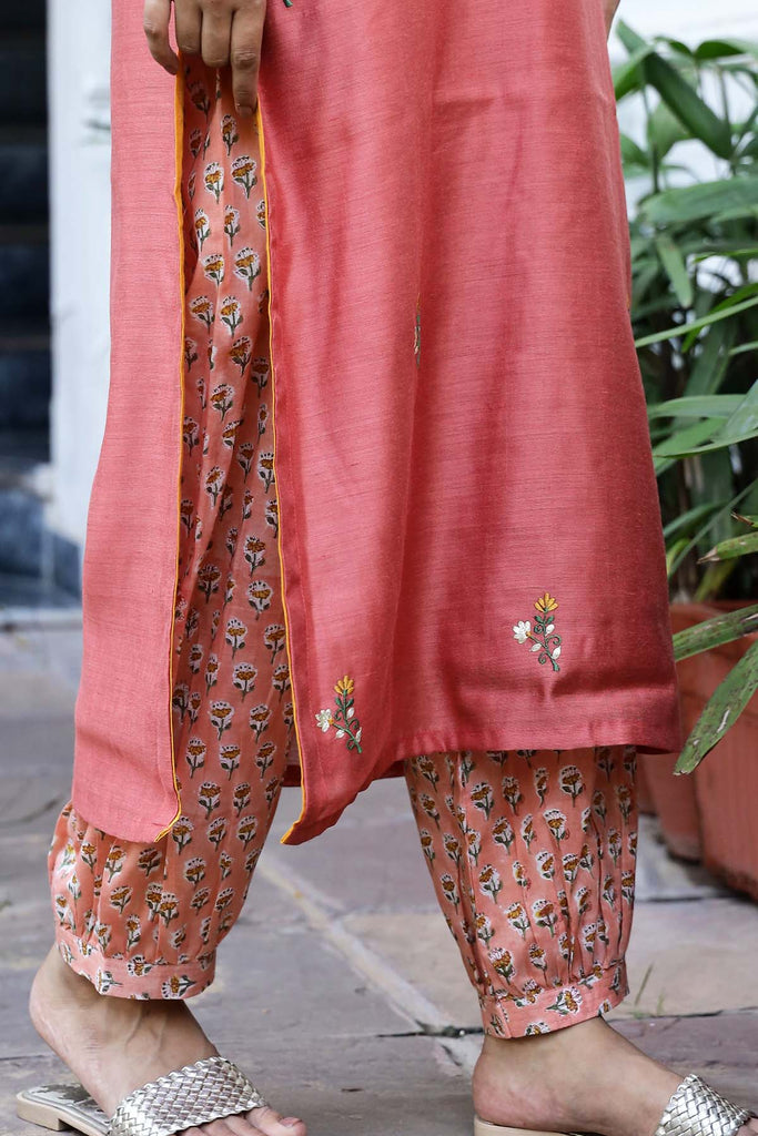Printed Cotton Straight Pants In Salwar Style