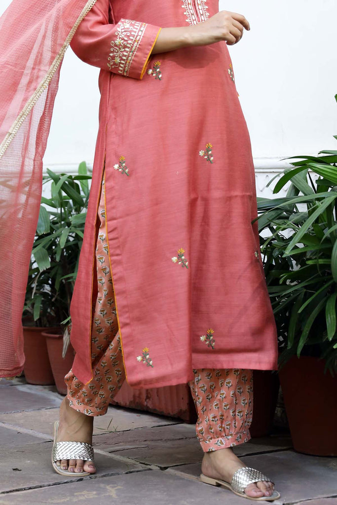 Printed Cotton Straight Pants In Salwar Style