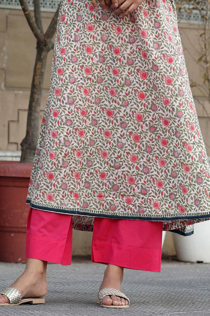 Deep Gajari Straight Pants With Elasticated Waist