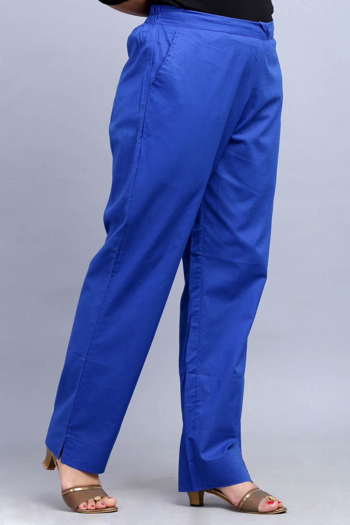 Blue cigarette pants with gota embroidery by Akiso | The Secret Label