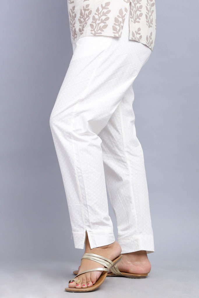 Cotton Cigarette Pants in Off-white color