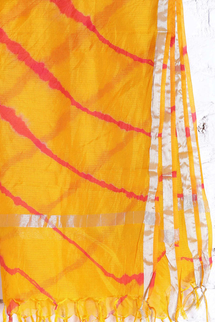 Silk Kotadoriya dupatta in Mango yellow color
