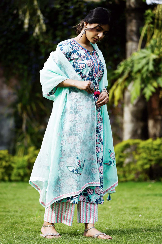 Kotadoriya Dupatta In Mint Green Color