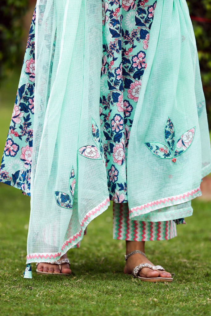 Kotadoriya Dupatta In Mint Green Color