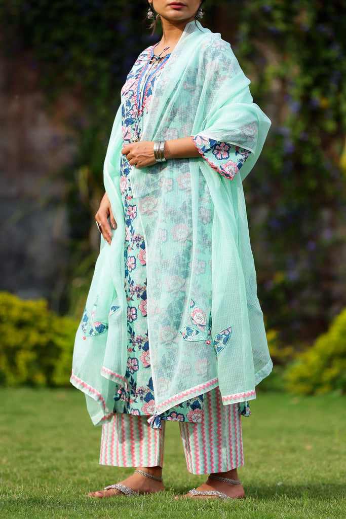 Kotadoriya Dupatta In Mint Green Color