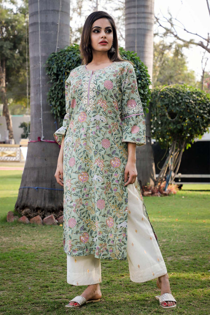 Mehendi Green Straight fit Kurta